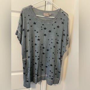Dantelle Plus Size 1X Gray Short Sleeve Relaxed Fit Oversized Top
